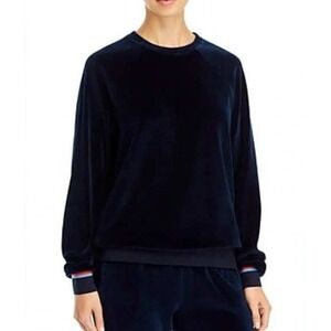 Kule Franny Sweatshirt Navy Velour Cotton Blend Long Sleeve Pullover Size M